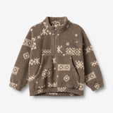 Wheat Outerwear Fleece Anorak Måne Sweatshirt 9679 dry wood jacquard