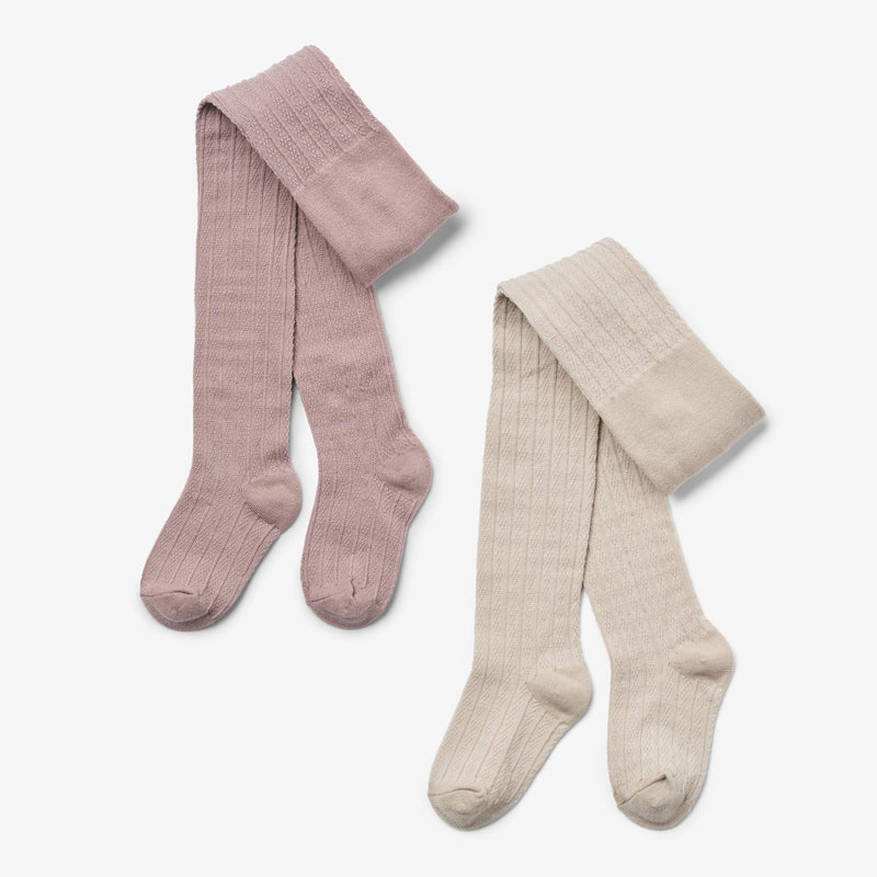 Wheat Main 2-Pack wool lace tights Karla Socks/Tights 1135 dry rose