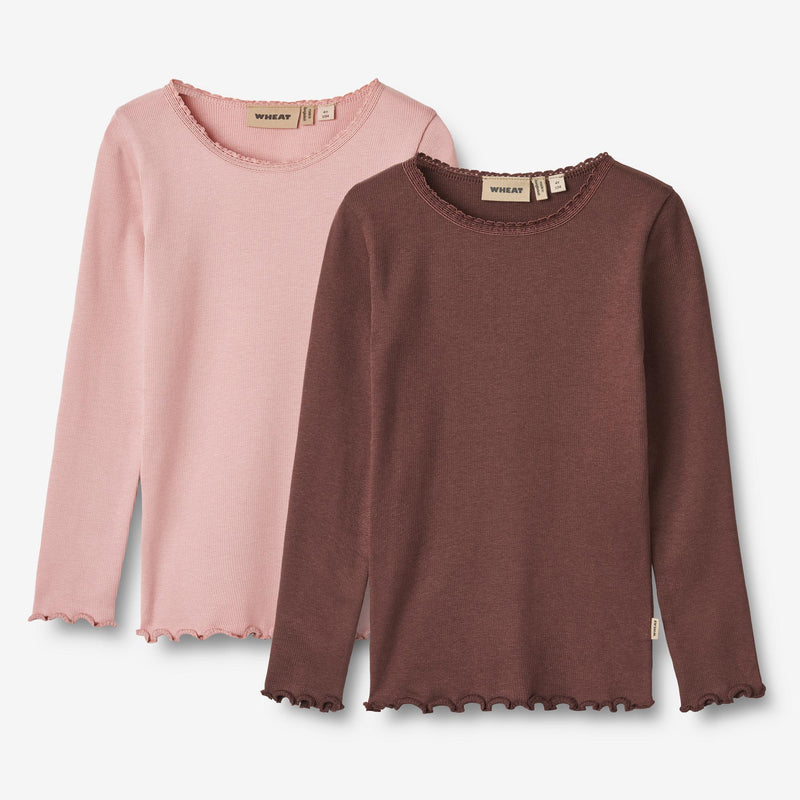 Wheat Main 2-pak Langermet T-skjorte Reese Jersey Tops and T-Shirts 1189 rose frost eggplant