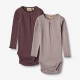 Wheat Main  2 Rib Body L/S Lotta Underwear/Bodies 9581 purple fudge