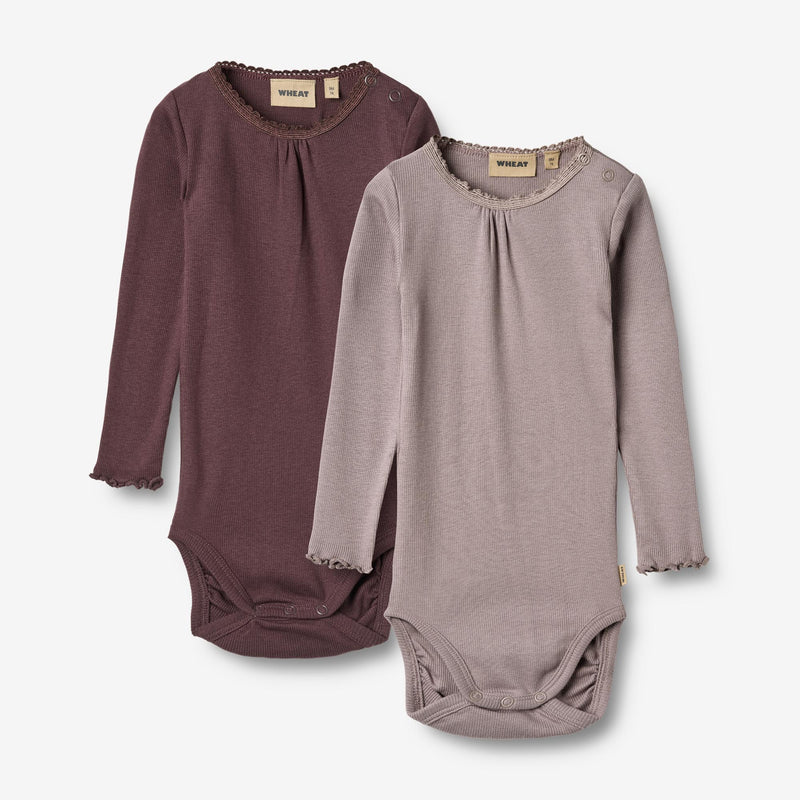 Wheat Main  2 Rib Body L/S Lotta Underwear/Bodies 9581 purple fudge