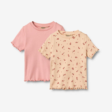 Wheat Main 2 Rib T-shirt S/S Alicia T-Shirt 9439 rose water flowers