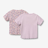 Wheat Main 2 Rib T-shirt S/S Alicia T-Shirt 9649 pink blue flowers