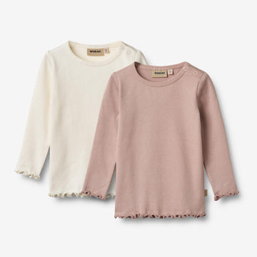 Wheat Main 2 Rib T-skjorte L/S Ida T-Shirt 2487 rose powder