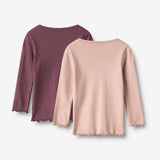 Wheat Main 2 Rib T-skjorte L/S Ida T-Shirt 3118 eggplant