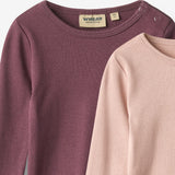 Wheat Main 2 Rib T-skjorte L/S Ida T-Shirt 3118 eggplant