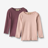 Wheat Main 2 Rib T-skjorte L/S Ida T-Shirt 3118 eggplant