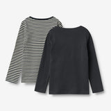 Wheat Main 2 Rib T-skjorte L/S Stig Jersey Tops and T-Shirts 9432 navy rib stripe