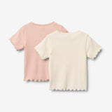 Wheat Main 2 Rib T-skjorte S/S Alicia T-Shirt 3182 ivory