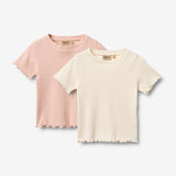 Wheat Main 2 Rib T-skjorte S/S Alicia T-Shirt 3182 ivory