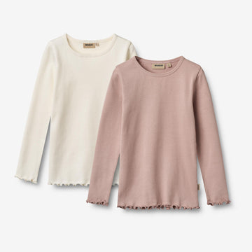 Wheat Main Sett med 2 langermede ribb T-skjorter Ida T-Shirt 2487 rose powder