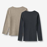 Wheat Main 2 Ribb T-skjorte L/S Stig T-Shirt 1432 navy