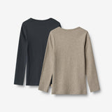 Wheat Main 2 Ribb T-skjorte L/S Stig T-Shirt 1432 navy