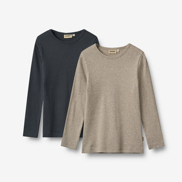 Wheat Main 2 Ribb T-skjorte L/S Stig T-Shirt 1432 navy