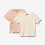 Wheat Main 2 Ribb T-skjorte S/S Alicia T-Shirt 2475 rose flowers