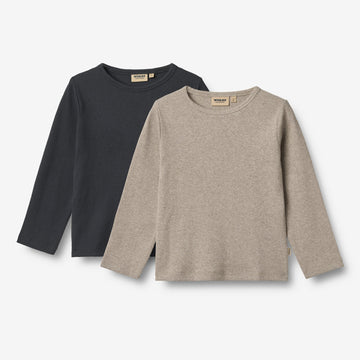 Wheat Main 2 Ribbe-T-skjorte L/S Milo T-Shirt 1432 navy
