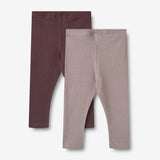 Wheat Main 2 Ribbestrikket Leggings Maddy Legging 9581 purple fudge