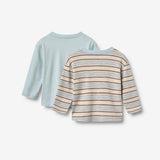 Wheat Main 2 T-skjorte L/S Ebbe T-Shirt 9877 multi blue stripe