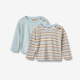 Wheat Main 2 T-skjorte L/S Ebbe T-Shirt 9877 multi blue stripe