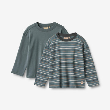 Wheat Main 2 T-skjorte L/S Hans Jersey Tops and T-Shirts 9547 blue multi stripe