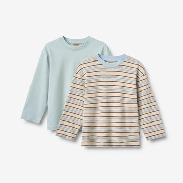 Wheat Main 2 T-skjorte L/S Johan T-Shirt 9877 multi blue stripe