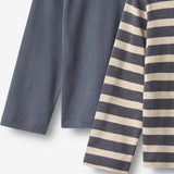 Wheat Main 2 T-skjorte L/S Milo T-Shirt 1309 greyblue stripe