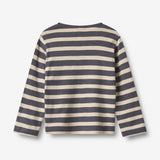 Wheat Main 2 T-skjorte L/S Milo T-Shirt 1309 greyblue stripe