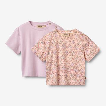 Wheat Main 2 T-skjorte S/S Ella T-Shirt 9876 magenta heart flowers