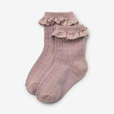 Wheat Main 2 pk Ull Blondestrømper Nora Socks/Tights 1135 dry rose