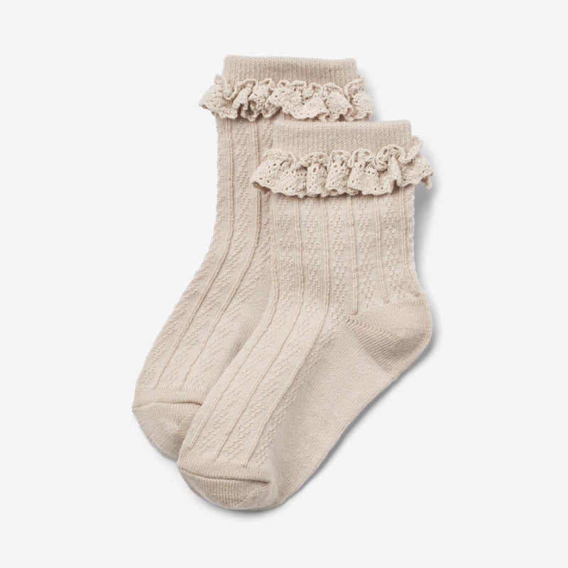 Wheat Main 2 pk Ull Blondestrømper Nora Socks/Tights 1135 dry rose