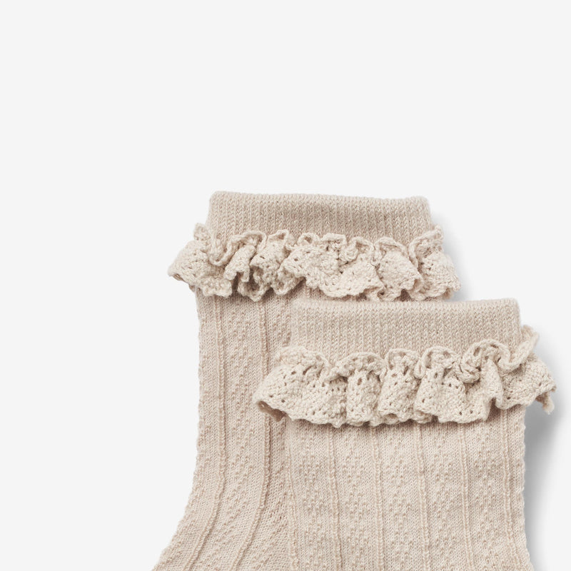 Wheat Main 2 pk Ull Blondestrømper Nora Socks/Tights 1135 dry rose