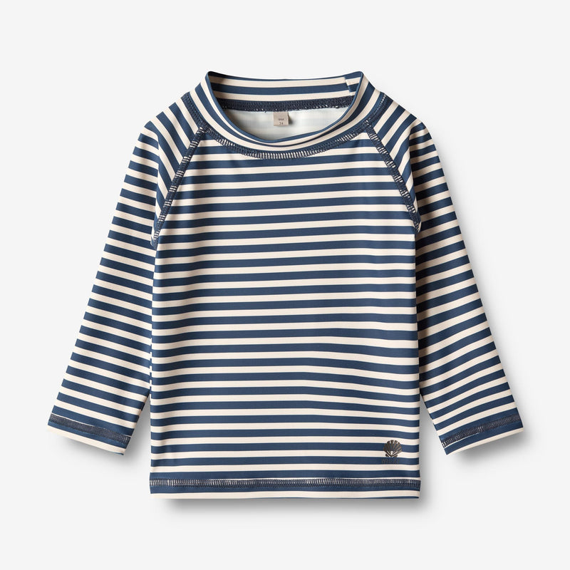 Wheat Main  Bade T-skjorte L/S Dilan Swimwear 1325 indigo stripe