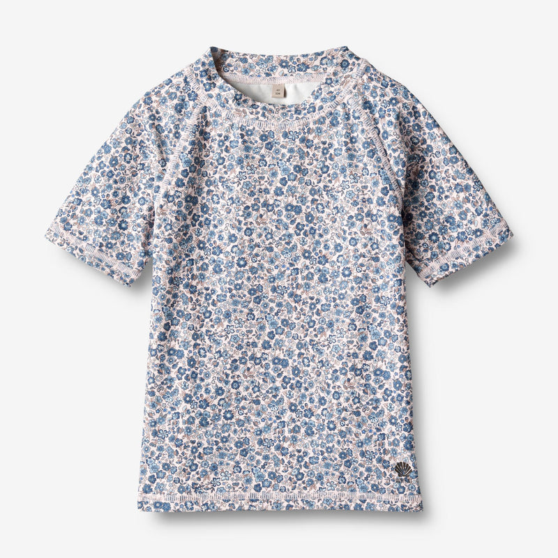 Wheat Main  Bade T-skjorte S/S Jackie Swimwear 1301 blue flower meadow