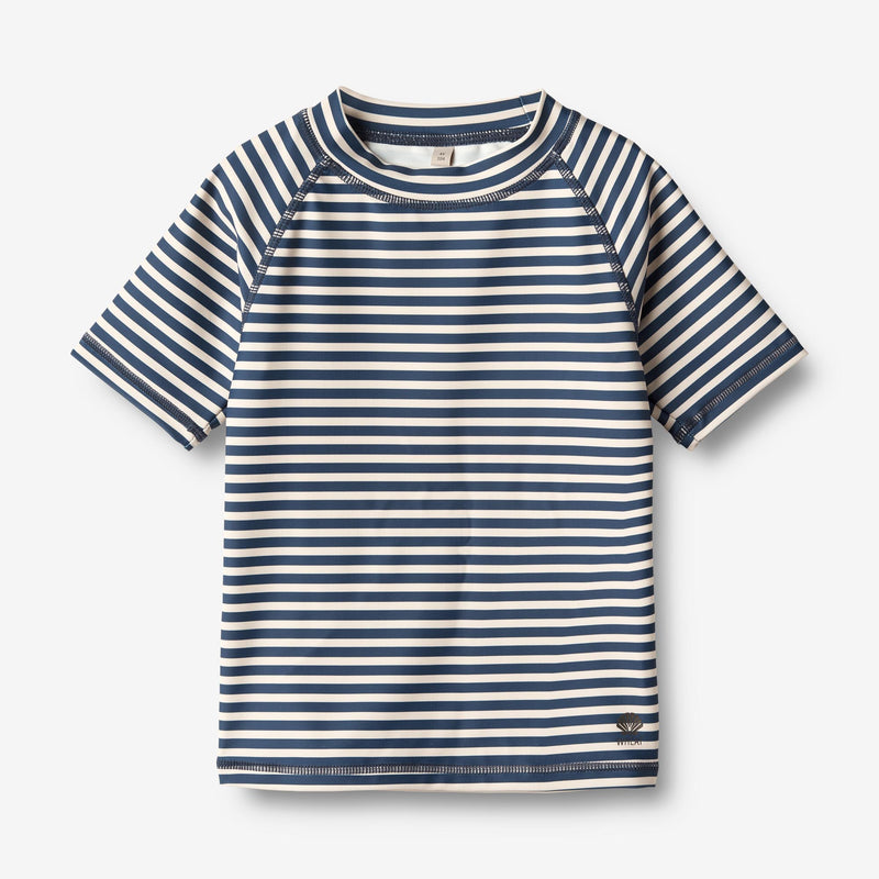 Wheat Main  Bade T-skjorte S/S Jackie Swimwear 1325 indigo stripe