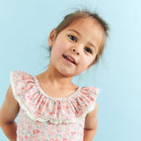 Wheat Main Badedrakt Doris Swimsuit 2526 powder flowers and seashells