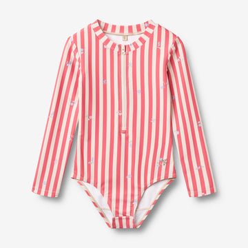 Wheat Main Badedrakt L/S Margot Swimsuit 9657 red stripe flowers