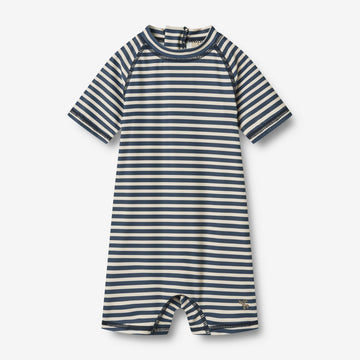 Wheat Main Badedrakt S/S Cas Swimsuit 1048 blue stripe