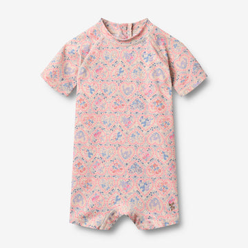 Wheat Main Badedrakt S/S Cas Swimsuit 9650 pink heart flowers