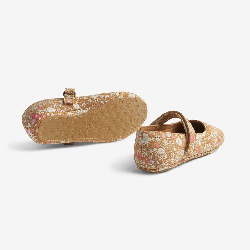 Wheat Footwear Ballerina Dance Ballerinas 9459 tan white flower