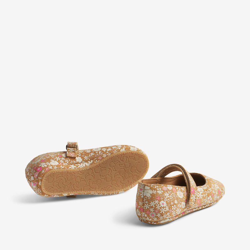 Wheat Footwear Ballerina Dance Ballerinas 9459 tan white flower