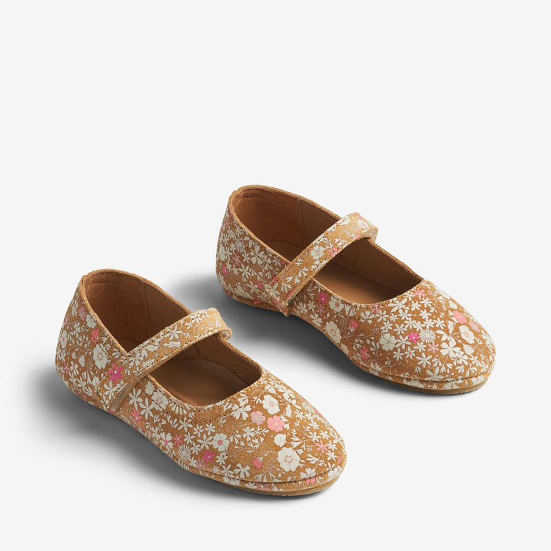 Wheat Footwear Ballerina Dance Ballerinas 9459 tan white flower