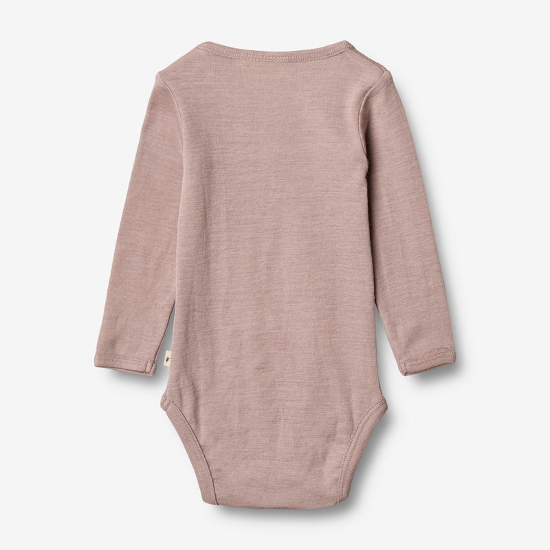 Wheat Wool Body Gatherings Ull LS | Baby Underwear/Bodies 2086 dark powder 