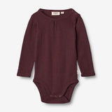 Wheat Wool Body Gatherings Ull LS | Baby Underwear/Bodies 2118 aubergine