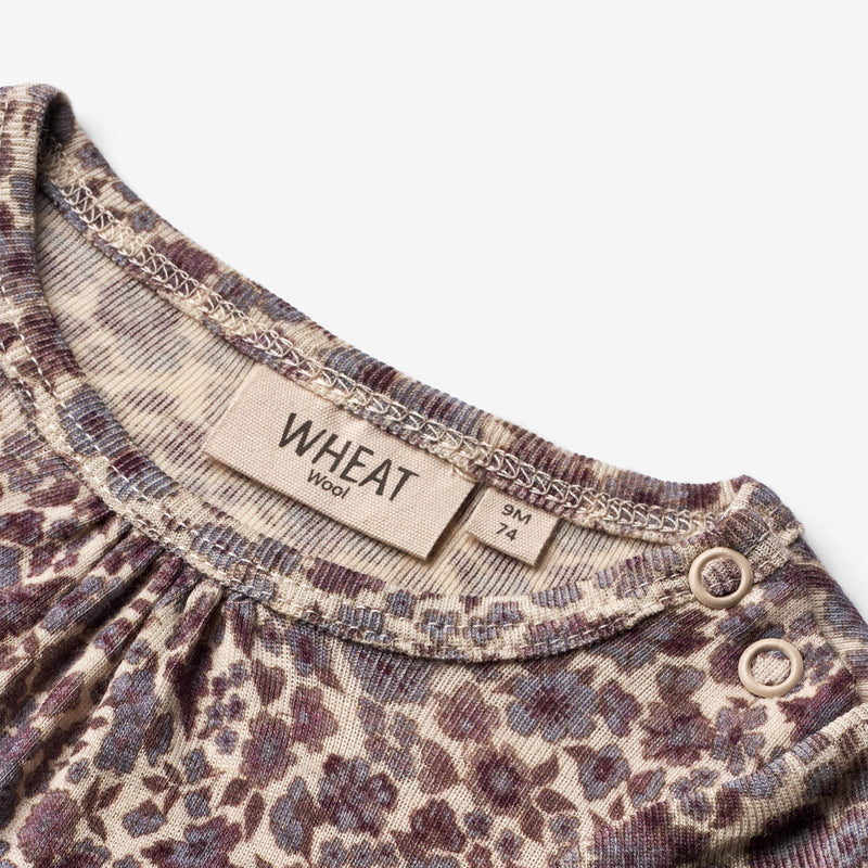 Wheat Wool Body Gatherings Ull LS | Baby Underwear/Bodies 1493 purple flowers