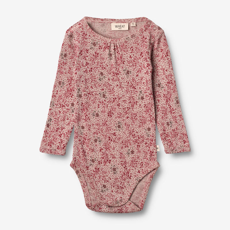 Wheat Wool Body Gatherings Ull LS | Baby Underwear/Bodies 2392 cherry flowers