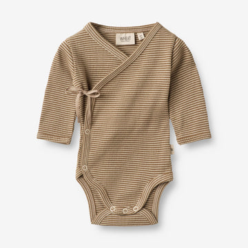 Wheat Main  Body Omslag Chia | Baby Underwear/Bodies 3238 beige rib stripe