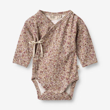 Wheat Main  Body Omslag Chia | Baby Underwear/Bodies 0098 grey rose flowers