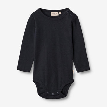 Wheat Wool  Body Plain Ull LS | Baby Underwear/Bodies 1432 navy