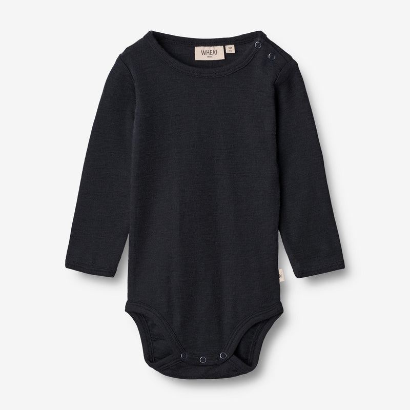 Wheat Wool Body Plain Ull LS | Baby Underwear/Bodies 1432 navy