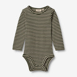 Wheat Wool Body Plain Ull LS | Baby Underwear/Bodies 4142 green stripe